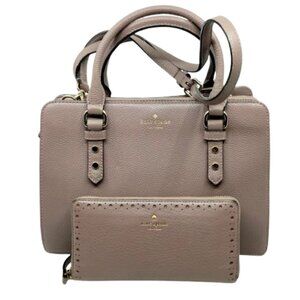 KATE SPADE~mulberry street lise~BLACK PEBBLED LEATHER SATCHEL BAG & WALLET